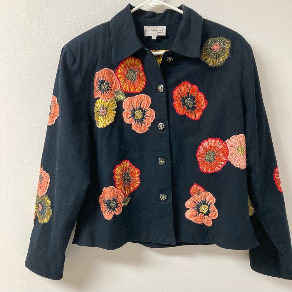 Embroidered Linen Blend Jacket-M/L